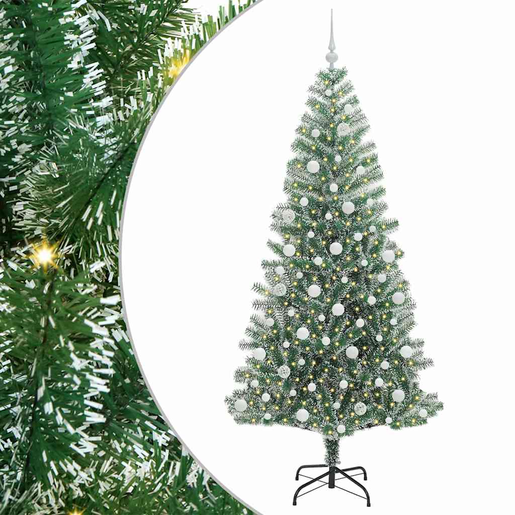 Vidaxx albero di Natale artificiale neve intrecciata con luce LED 210 cm