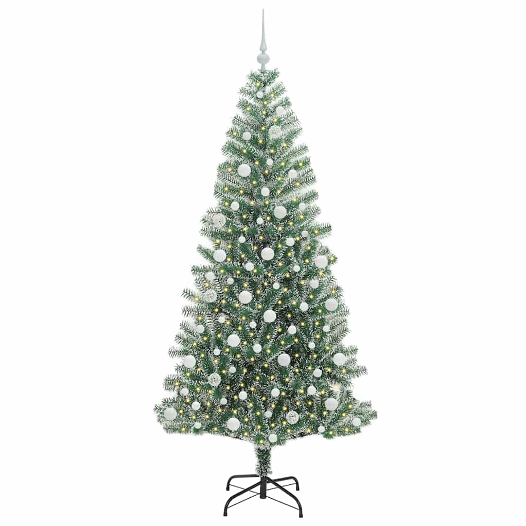 Vidaxx albero di Natale artificiale neve intrecciata con luce LED 210 cm