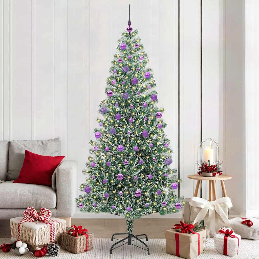 Vidaxx albero di Natale artificiale neve intrecciata con luce LED 210 cm