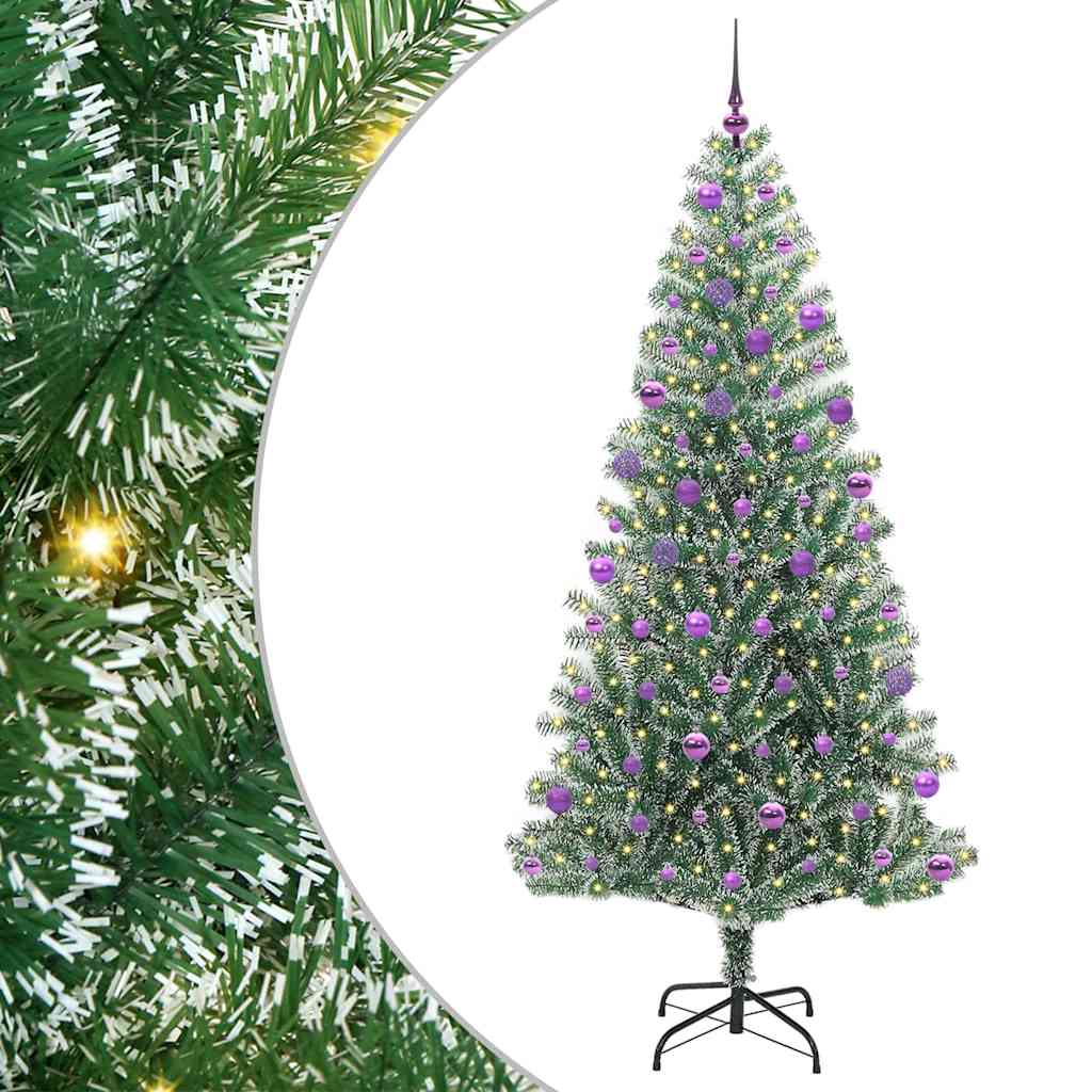 Vidaxx albero di Natale artificiale neve intrecciata con luce LED 210 cm