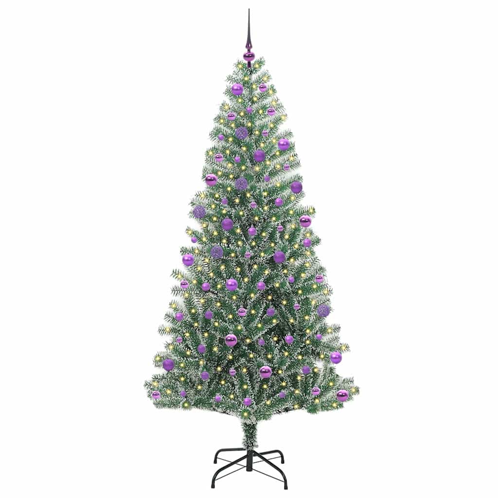 Vidaxx albero di Natale artificiale neve intrecciata con luce LED 210 cm