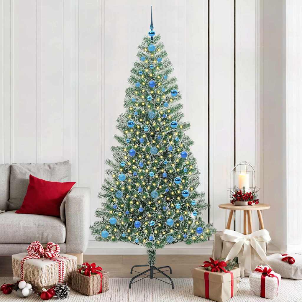 Vidaxx albero di Natale artificiale neve intrecciata con luce LED 210 cm