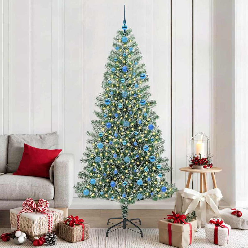 Vidaxl kunstmatige kerstboom sneeuw gevlochten met led licht 210 cm