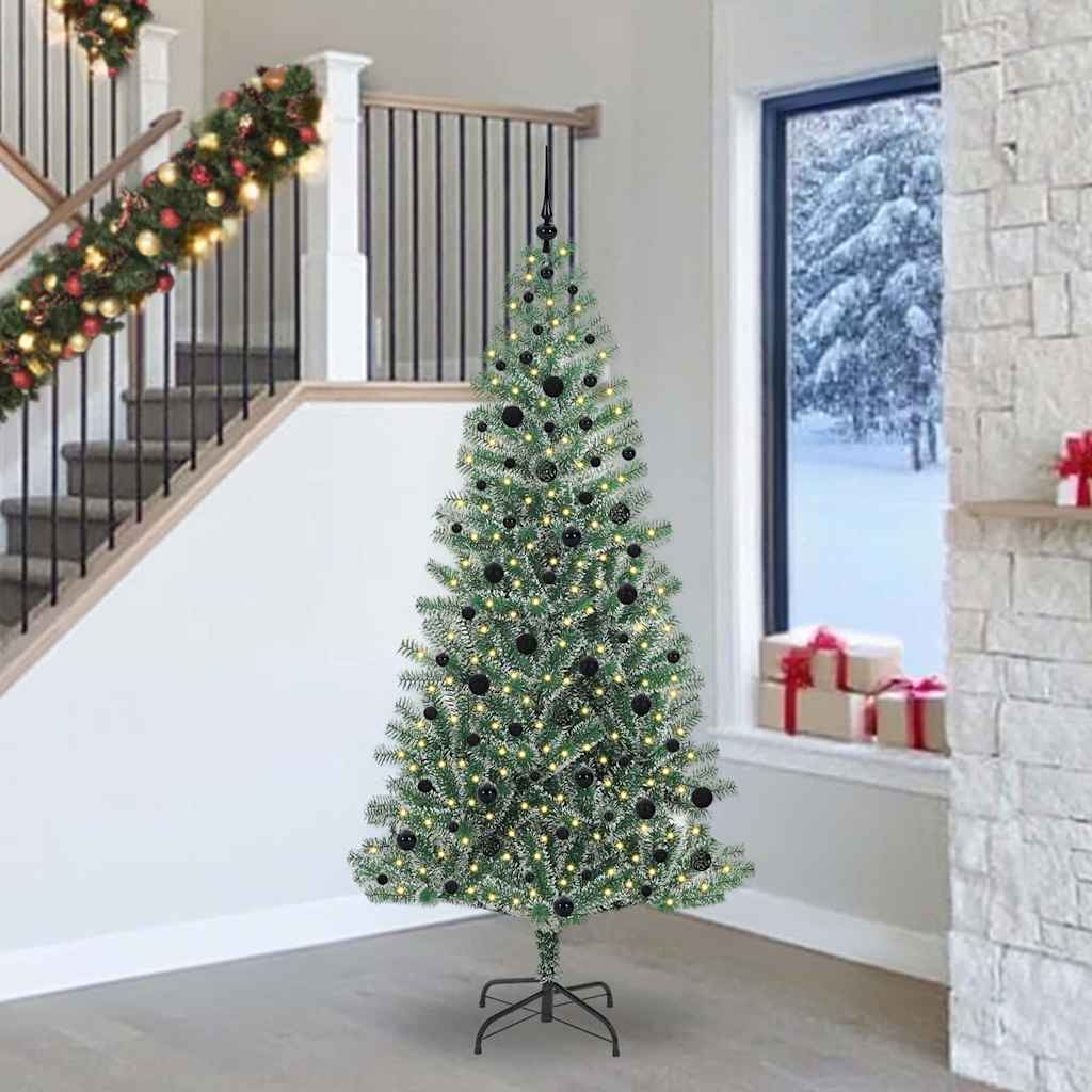 Vidaxl kunstmatige kerstboom sneeuw gevlochten met led licht 240 cm