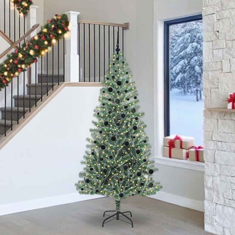 Vidaxl kunstmatige kerstboom sneeuw gevlochten met led licht 240 cm