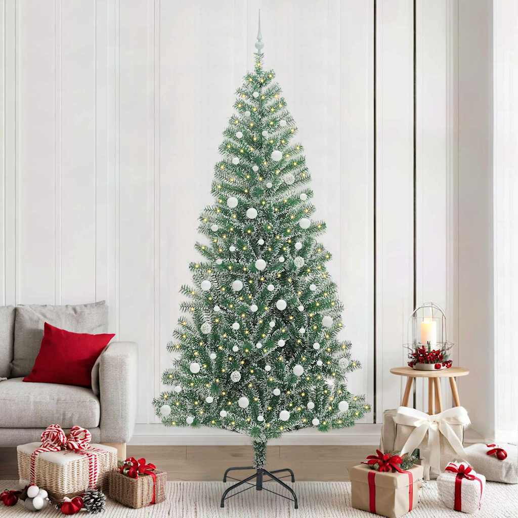 Vidaxl kunstmatige kerstboom sneeuw gevlochten met led licht 240 cm