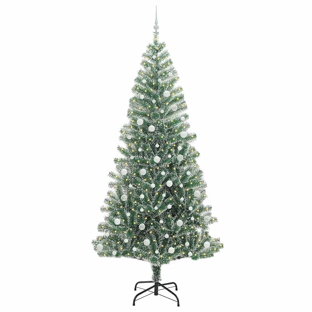 Vidaxl kunstmatige kerstboom sneeuw gevlochten met led licht 240 cm