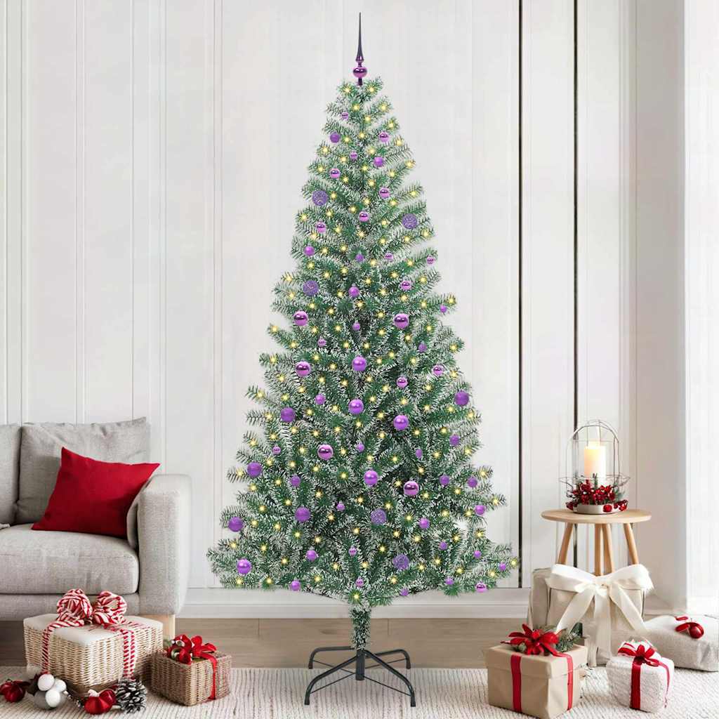 Vidaxl kunstmatige kerstboom sneeuw gevlochten met led licht 240 cm