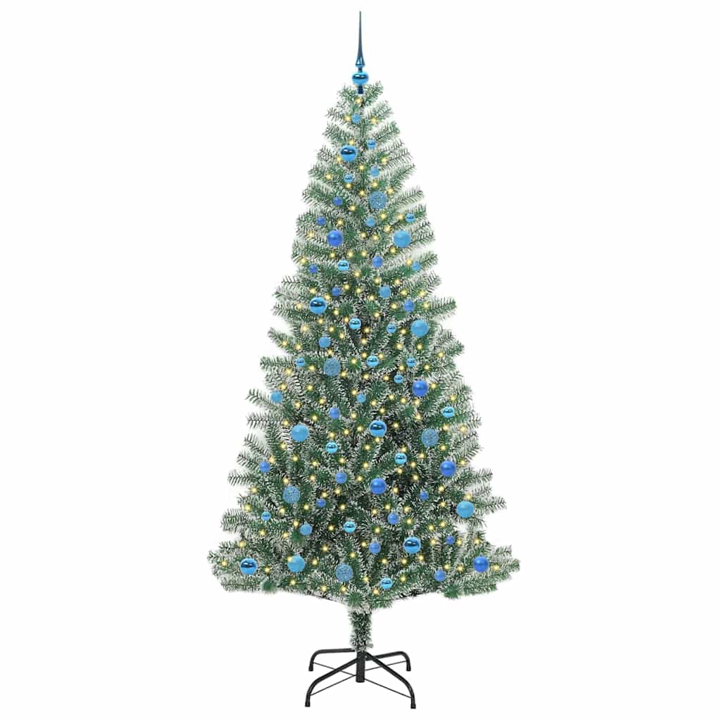 Vidaxl kunstmatige kerstboom sneeuw gevlochten met led licht 240 cm