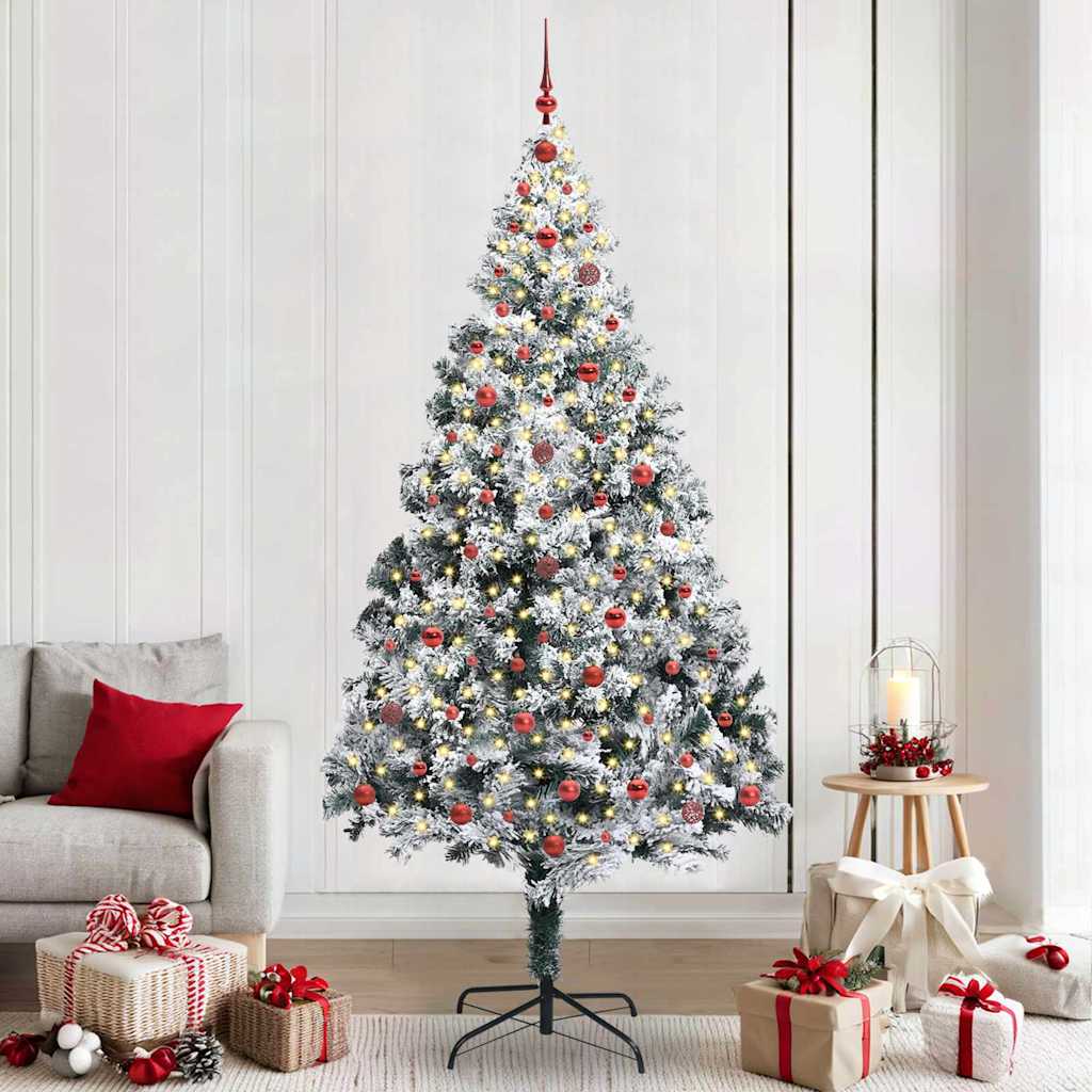 Vidaxl kunstkerstboom met 300 led wit 240 cm pvc en staal en kunststof