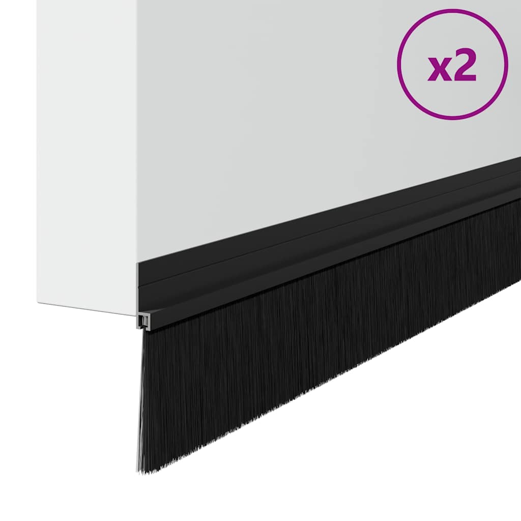 Spazzole per porte autoadesive Vidaxx 2 pezzi nere 100 cm in lega di alluminio