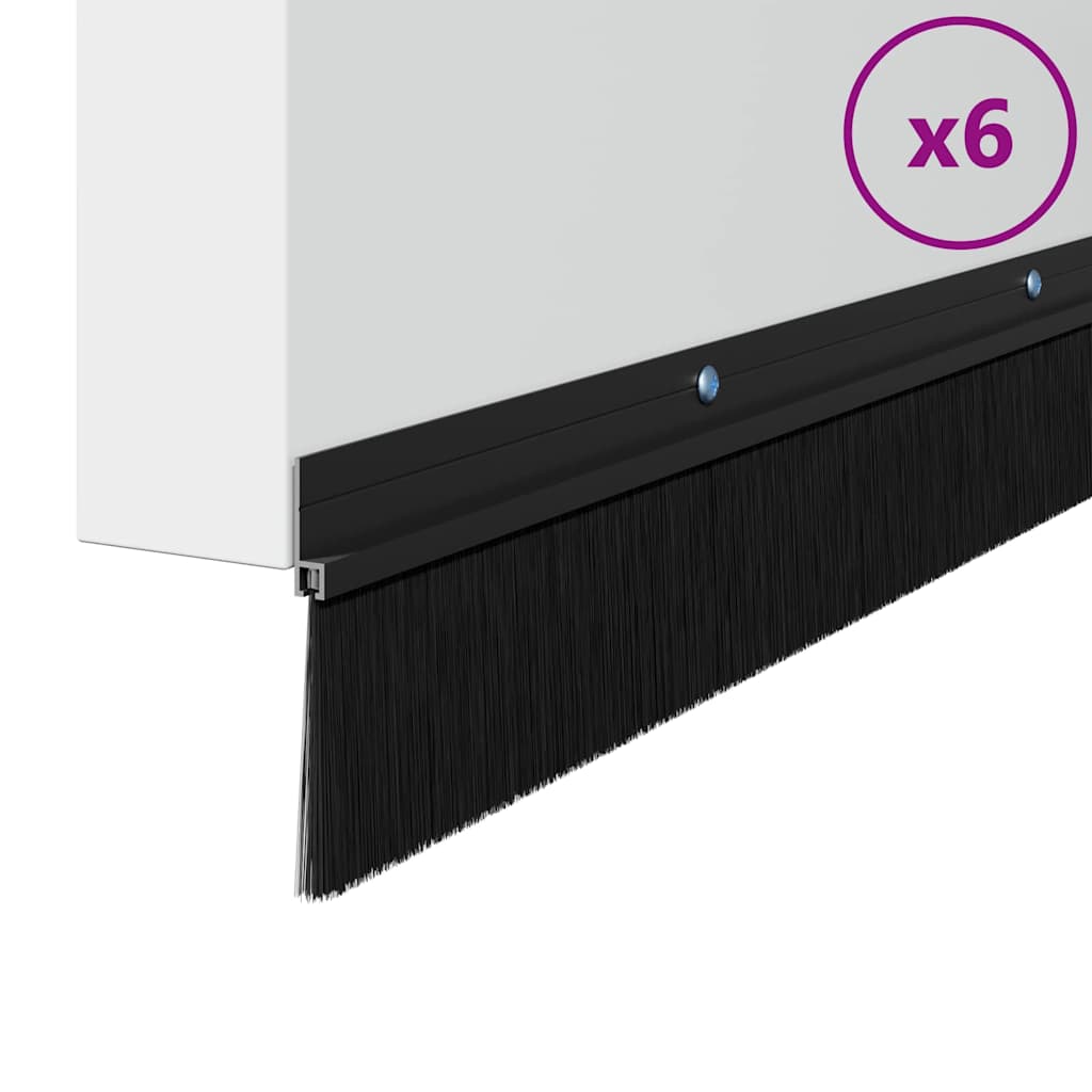 Vidaxl schroefbare deurborstelafsluitingen 6 pcs zwart 100 cm