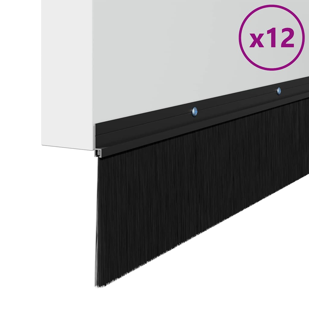 Vidaxl schroefbare deurborstelafsluitingen 12 pcs zwart 100 cm