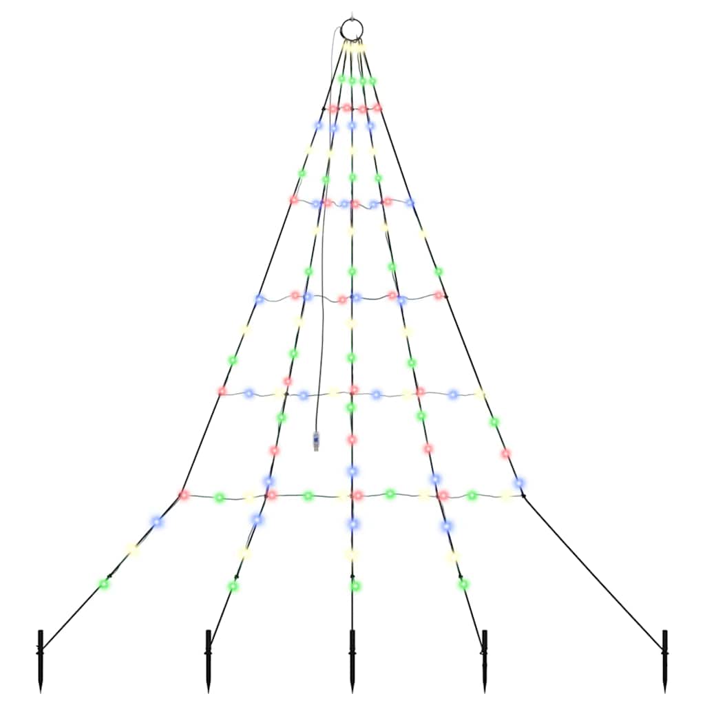 Vidaxl led kerstboom met grondspiesjes multikleur 182 cm metaal