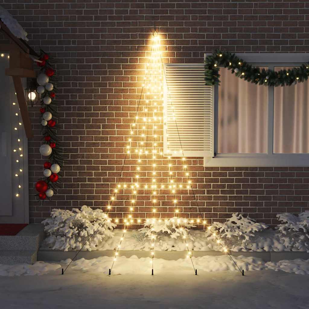 Vidaxl led kerstboom met grondspiesjes warmwit 306 cm metaal