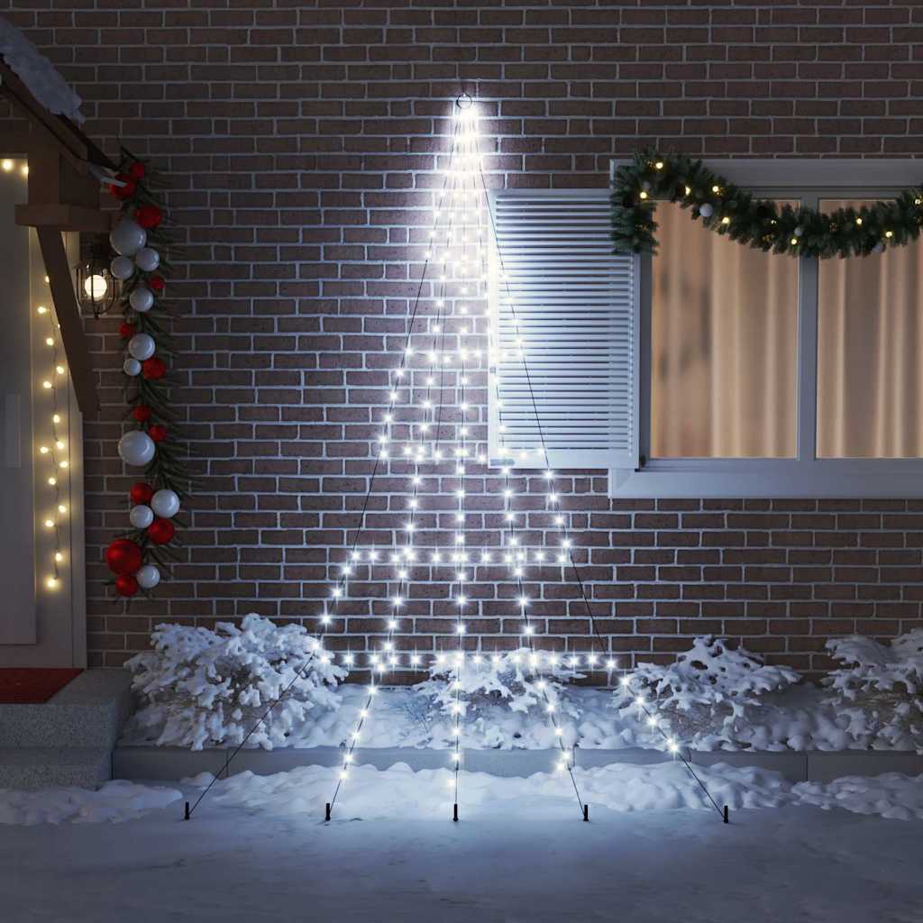 Vidaxl led kerstboom met grondspiesjes koudwit 306 cm metaal