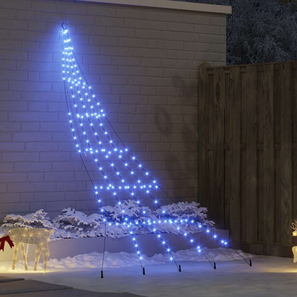 Vidaxl led kerstboom met grondspiesjes met 168 led blauw 306 cm metaal