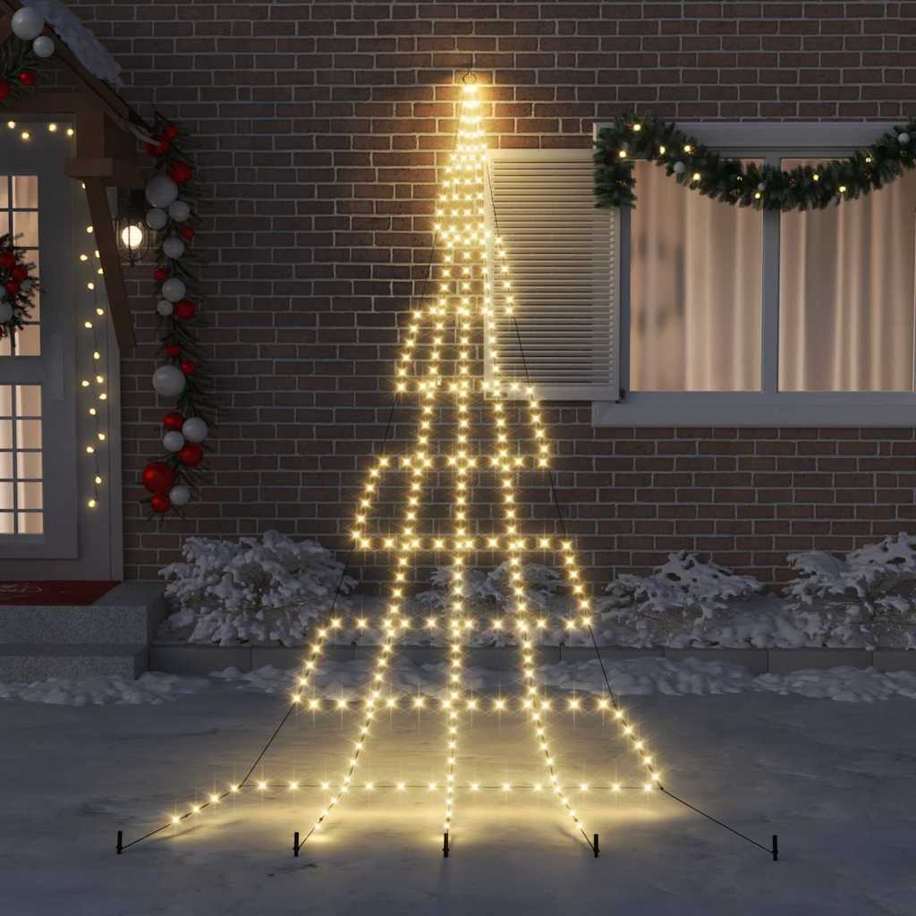 Vidaxl led kerstboom met grondspiesjes warmwit 511 cm metaal