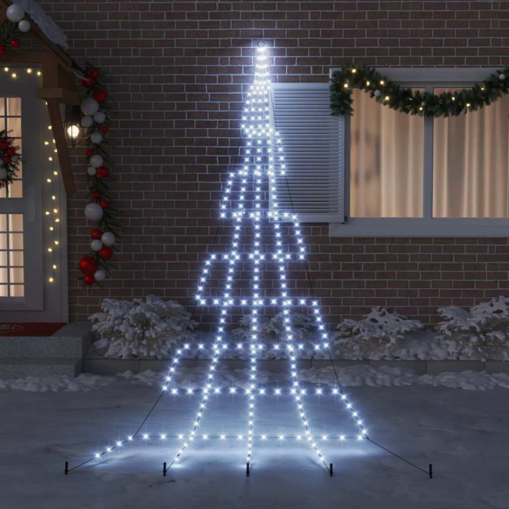 Vidaxl led kerstboom met grondspiesjes koudwit 511 cm metaal