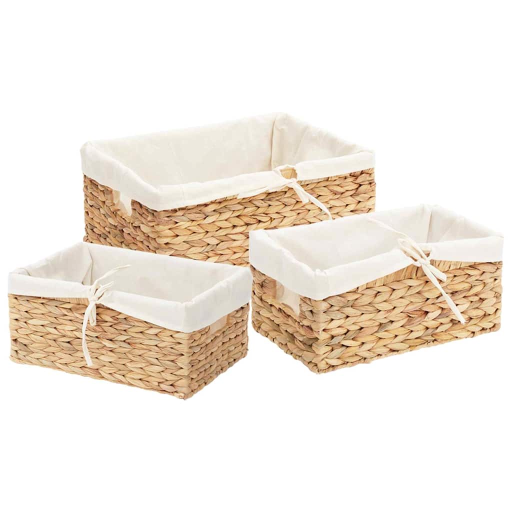 Vidaxl cestas de almacenamiento 3 piezas natural 40 x 30 x 18 cm jacinto de agua