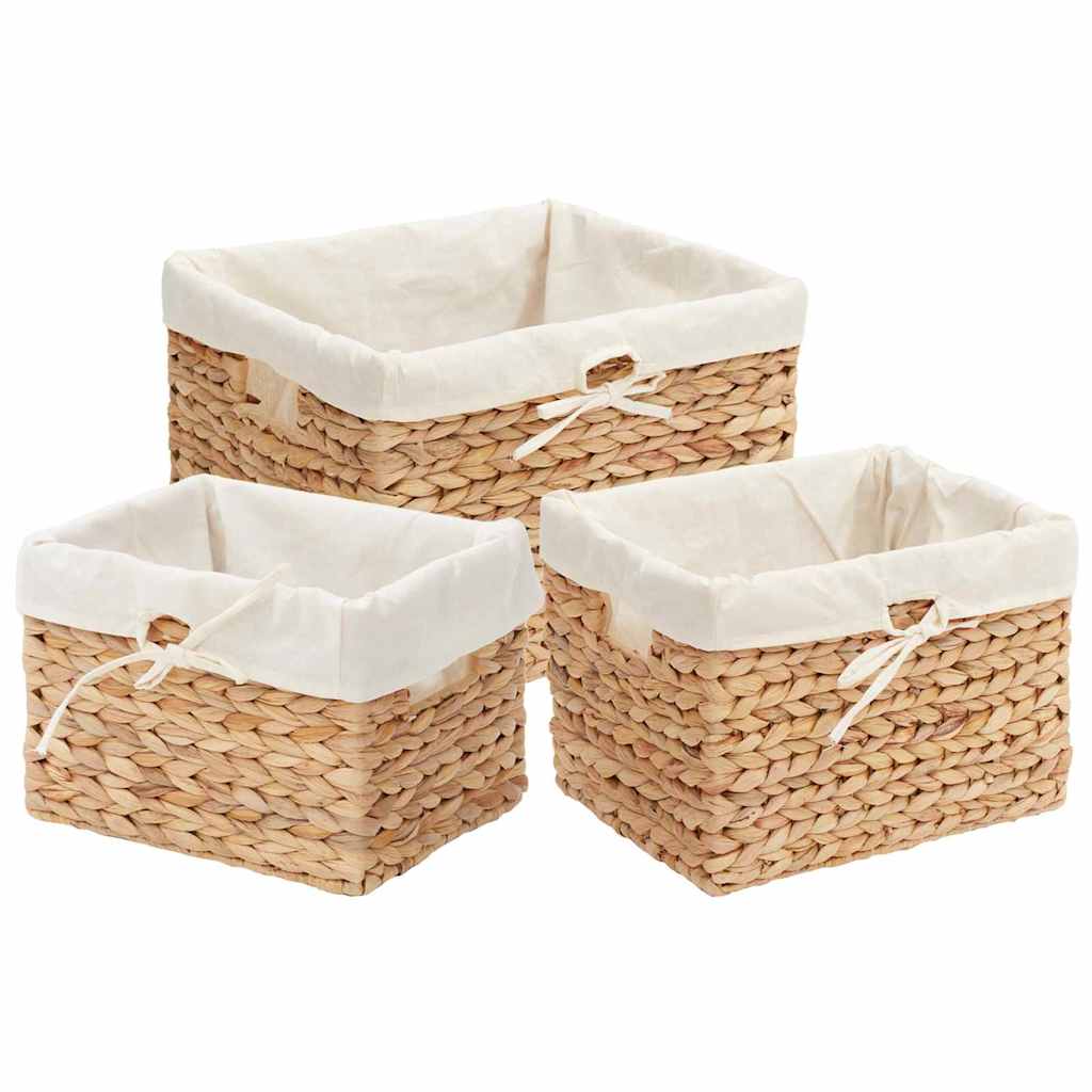 Vidaxl opslagmanden 3 pcs naturel 35 x 30 x 25 cm waterhyacint
