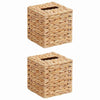 VidaXL funda para caja de pañuelos 2 uds jacinto de agua 14,5 x 14,5 x 15 cm natural