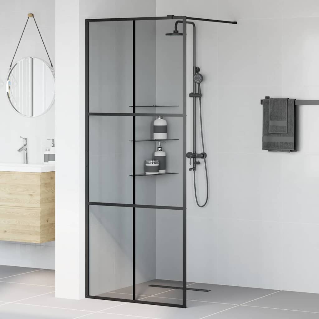 Vidaxl inloop douche wand zwart 80 x 195 cm gehard glas