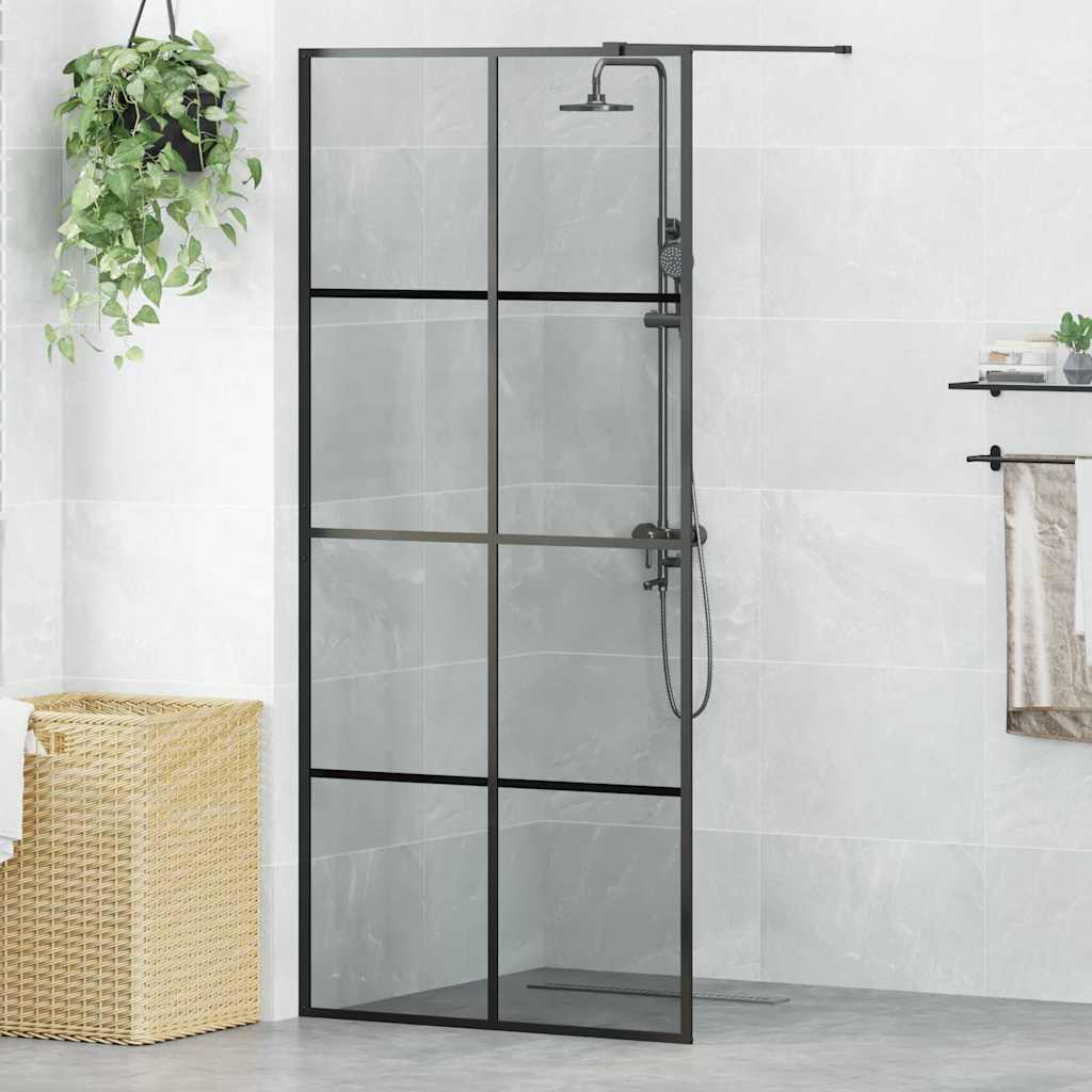 Vidaxl inloop douche wand zwart 90 x 195 cm gehard glas