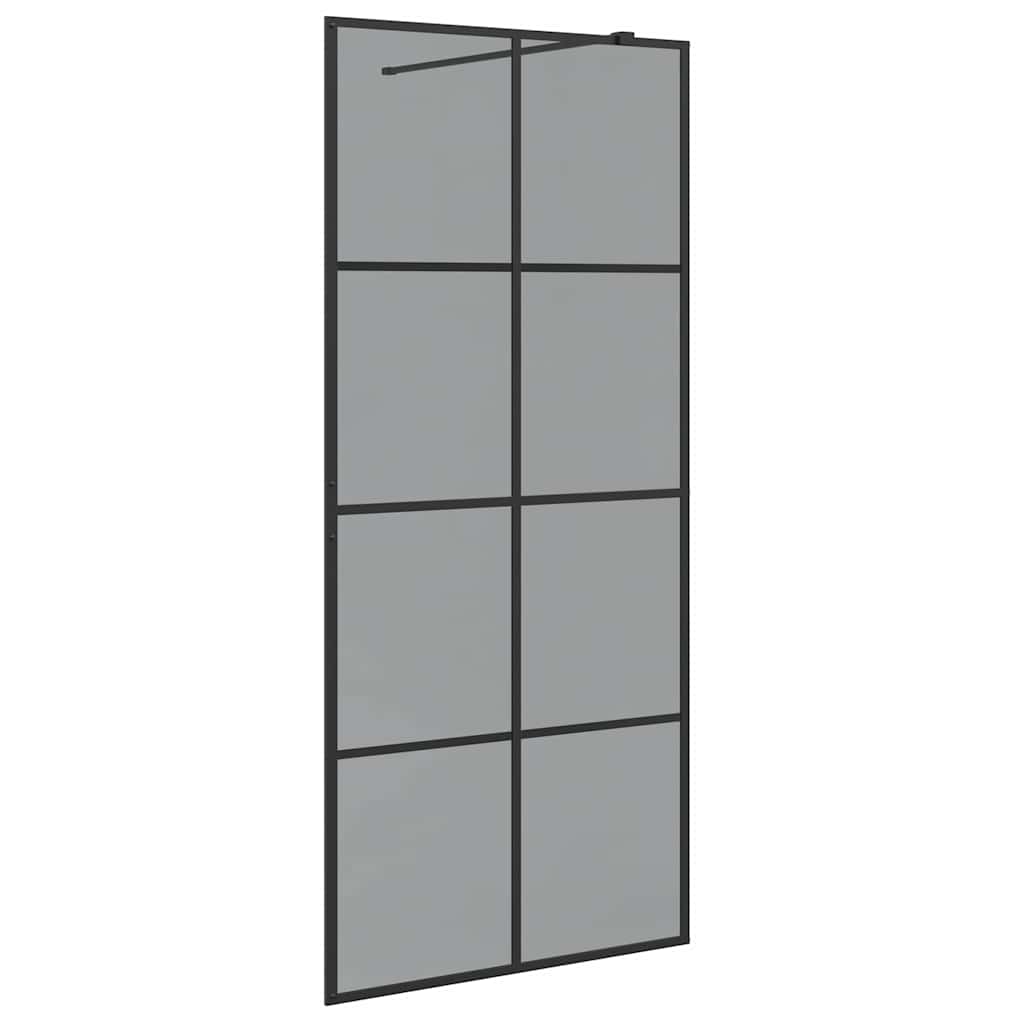 Vidaxl inloop douche wand zwart 90 x 195 cm gehard glas