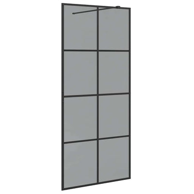Vidaxl inloop douche wand zwart 90 x 195 cm gehard glas