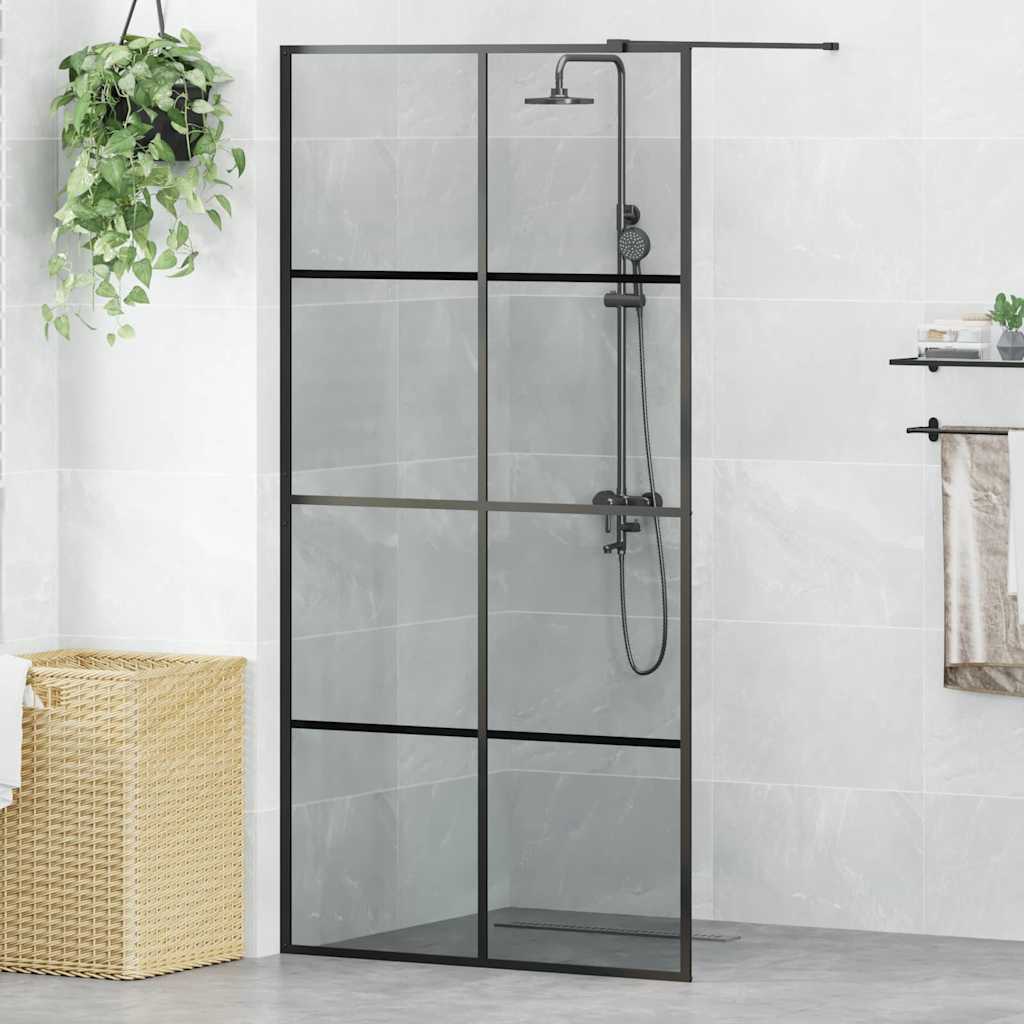 Vidaxl inloop douche wand zwart 100 x 195 cm gehard glas