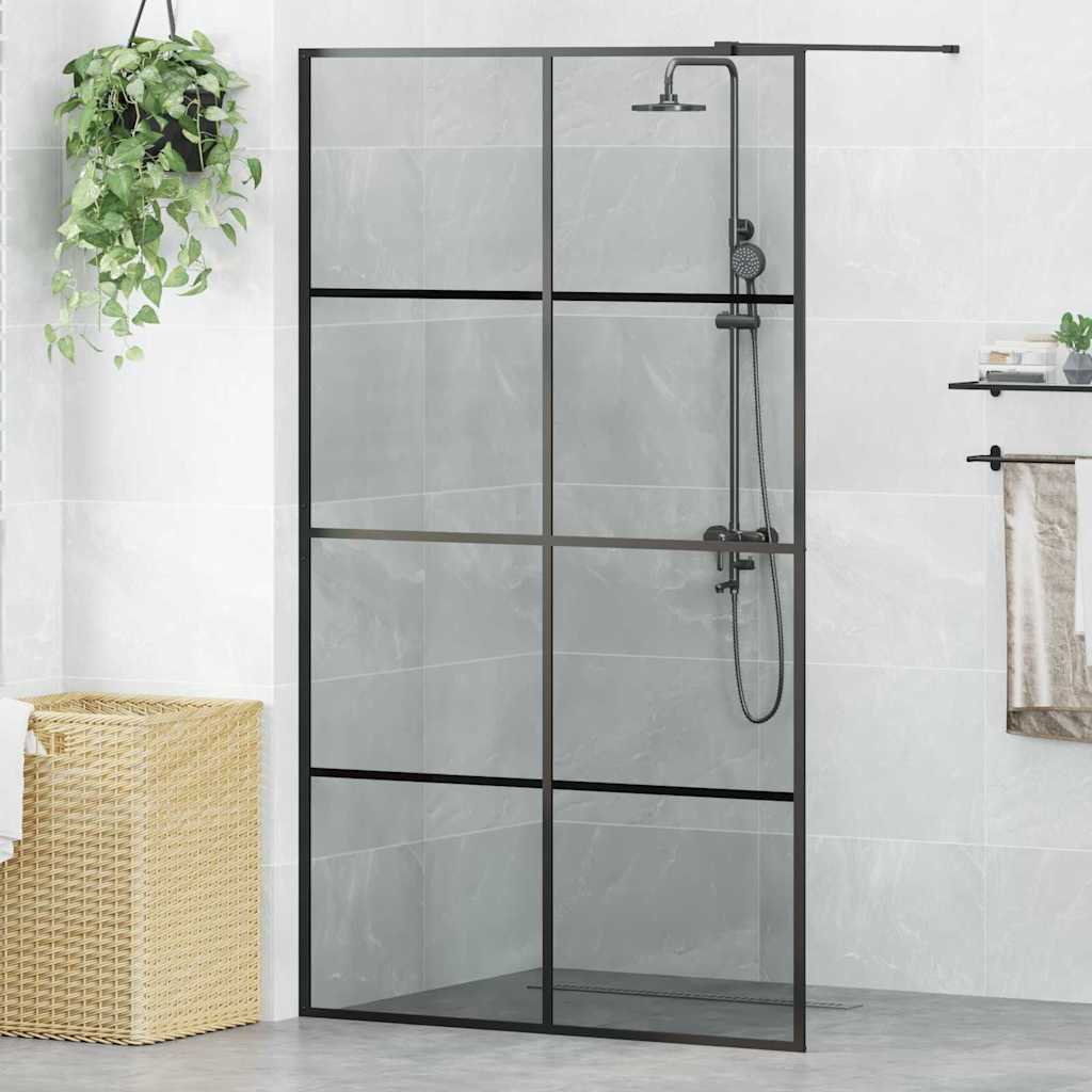 Vidaxl inloop douche wand zwart 115 x 195 cm gehard glas
