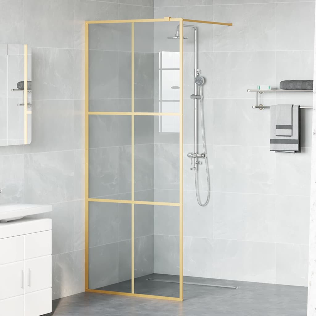 Vidaxl inloop douche wand goud 80 x 195 cm gehard glas