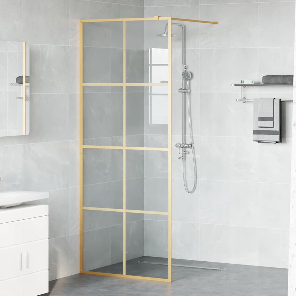 Vidaxl inloop douche wand goud 80 x 195 cm gehard glas