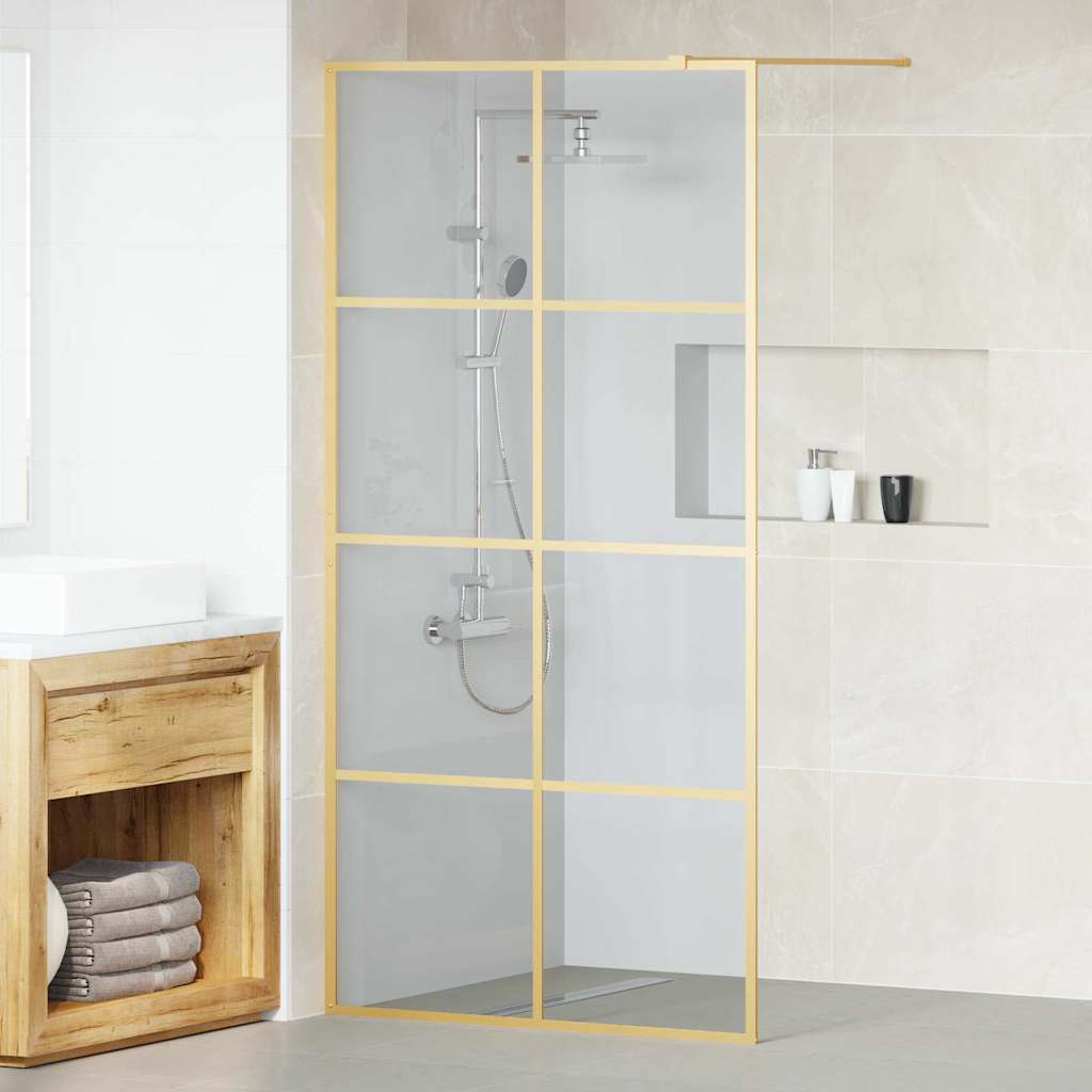 Vidaxl inloop douche wand goud 100 x 195 cm gehard glas