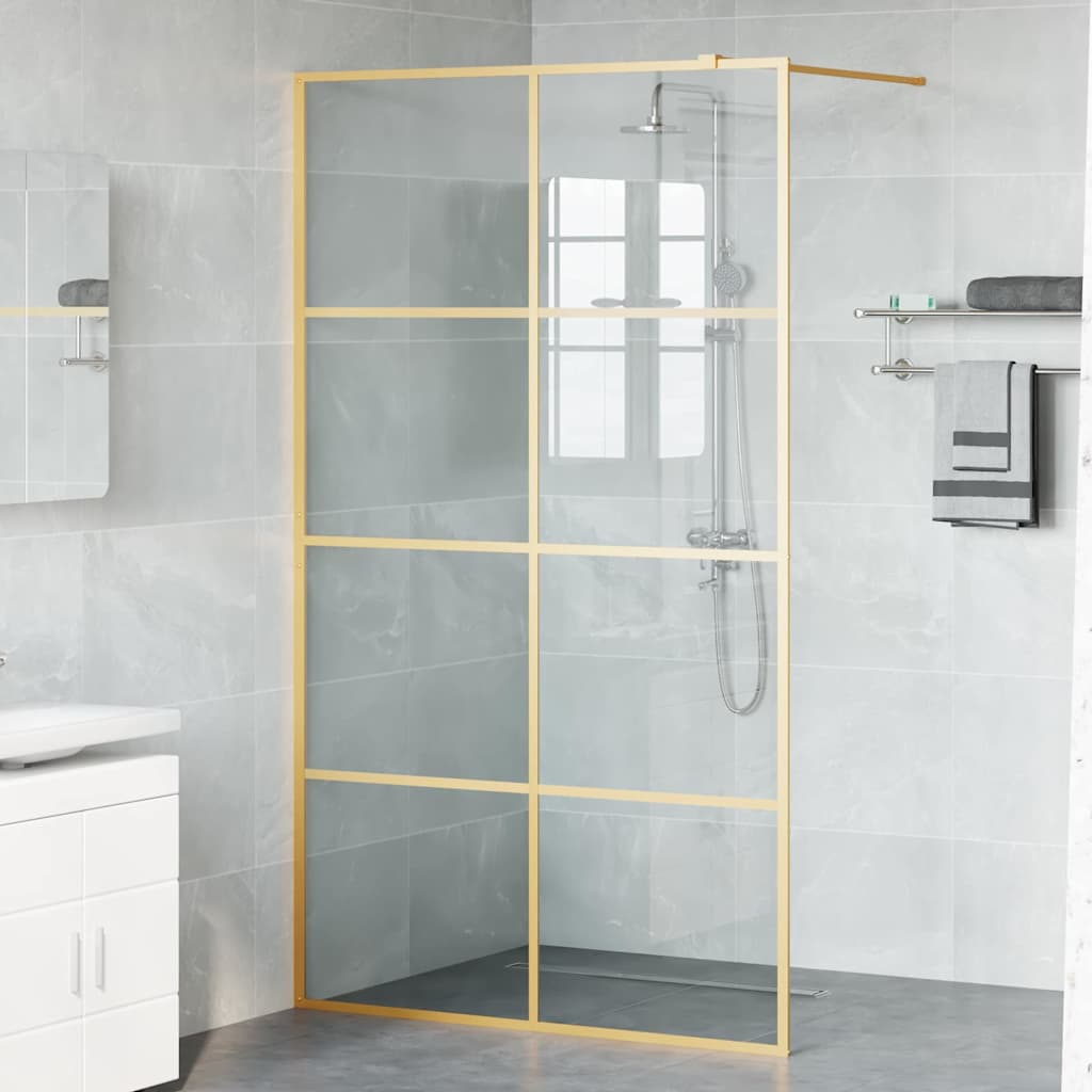 Vidaxl inloop douche wand goud 115 x 195 cm gehard glas