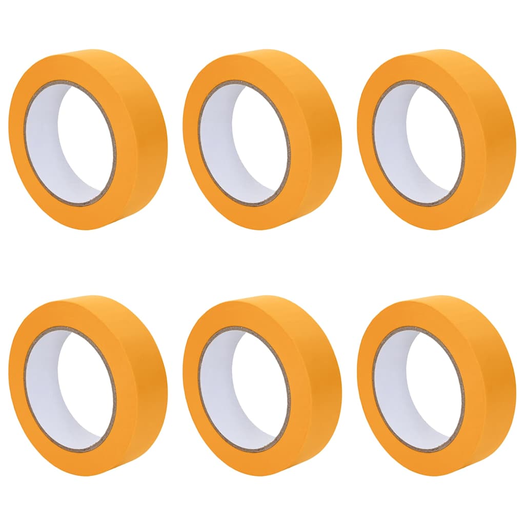 Vidaxl verf maskertapes 6 pcs geel 25mm x 50m papier