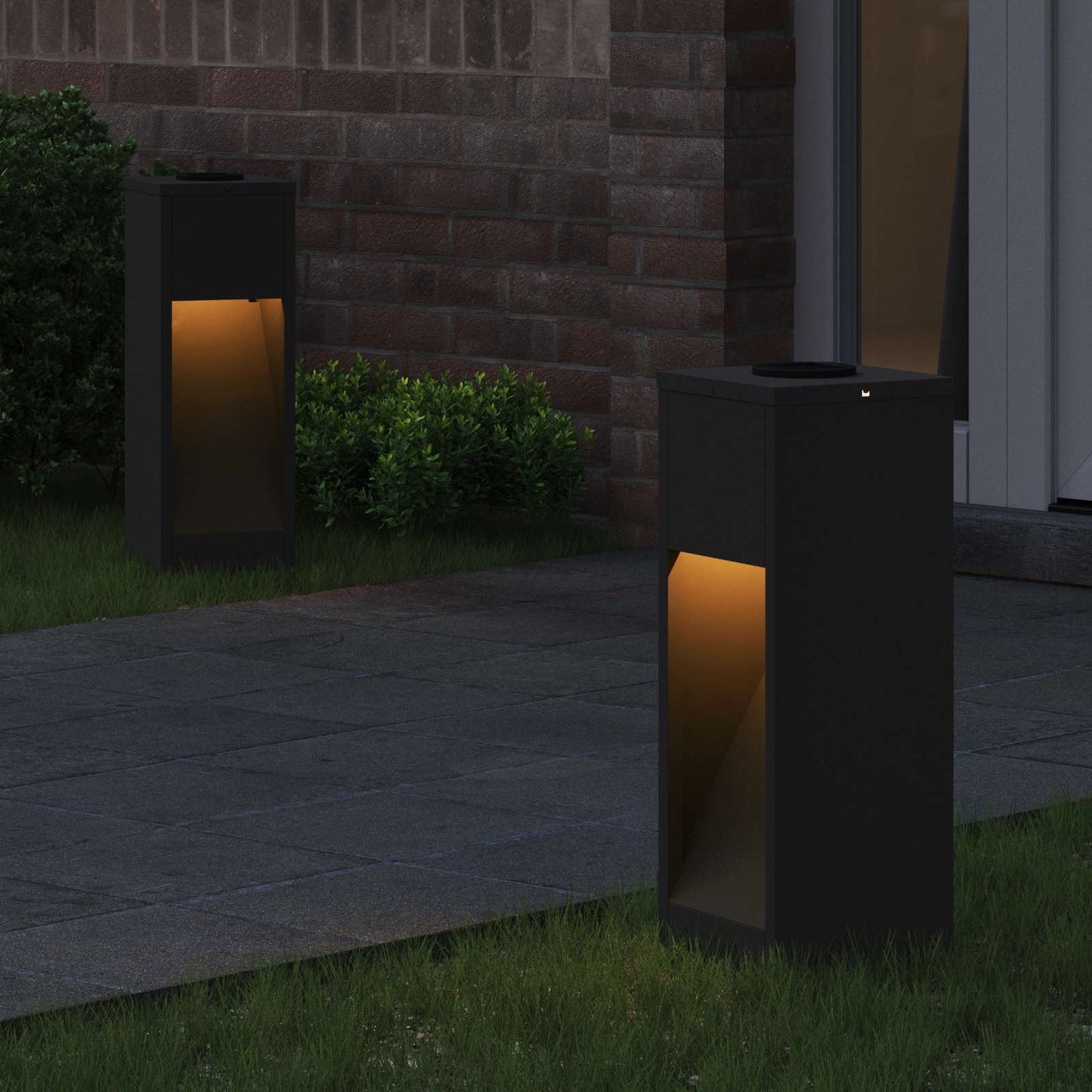 Vidaxxl iluminación solar LED para caminos 2 piezas acero laminado en frío negro