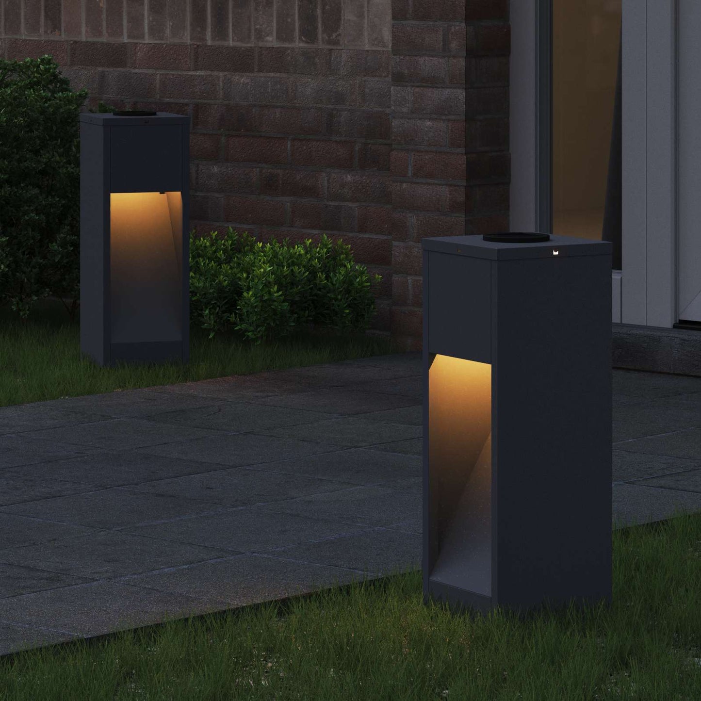 Vidaxl iluminación solar LED para caminos 2 piezas acero laminado en frío antracita