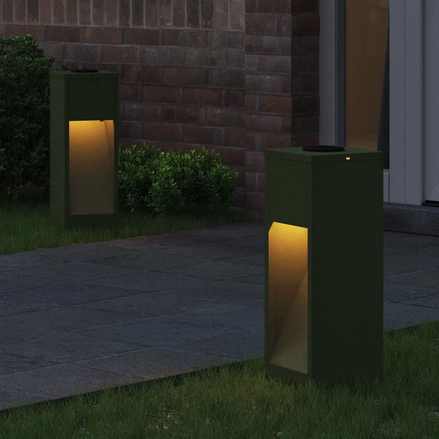 Vidaxxl illuminazione stradale a LED solare 2 pezzi in acciaio laminato a freddo verde oliva