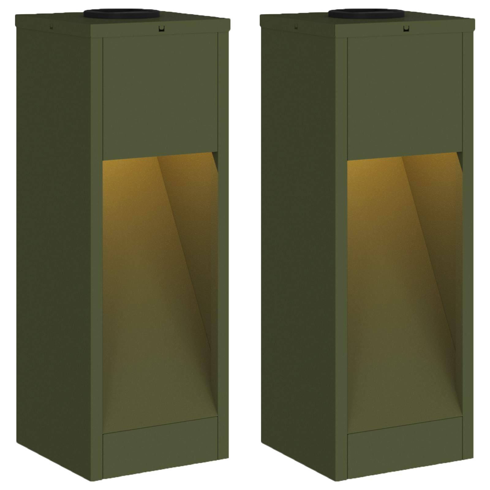 Vidaxl zonne led padverlichting 2 pcs olijf groen koudgewalst staal