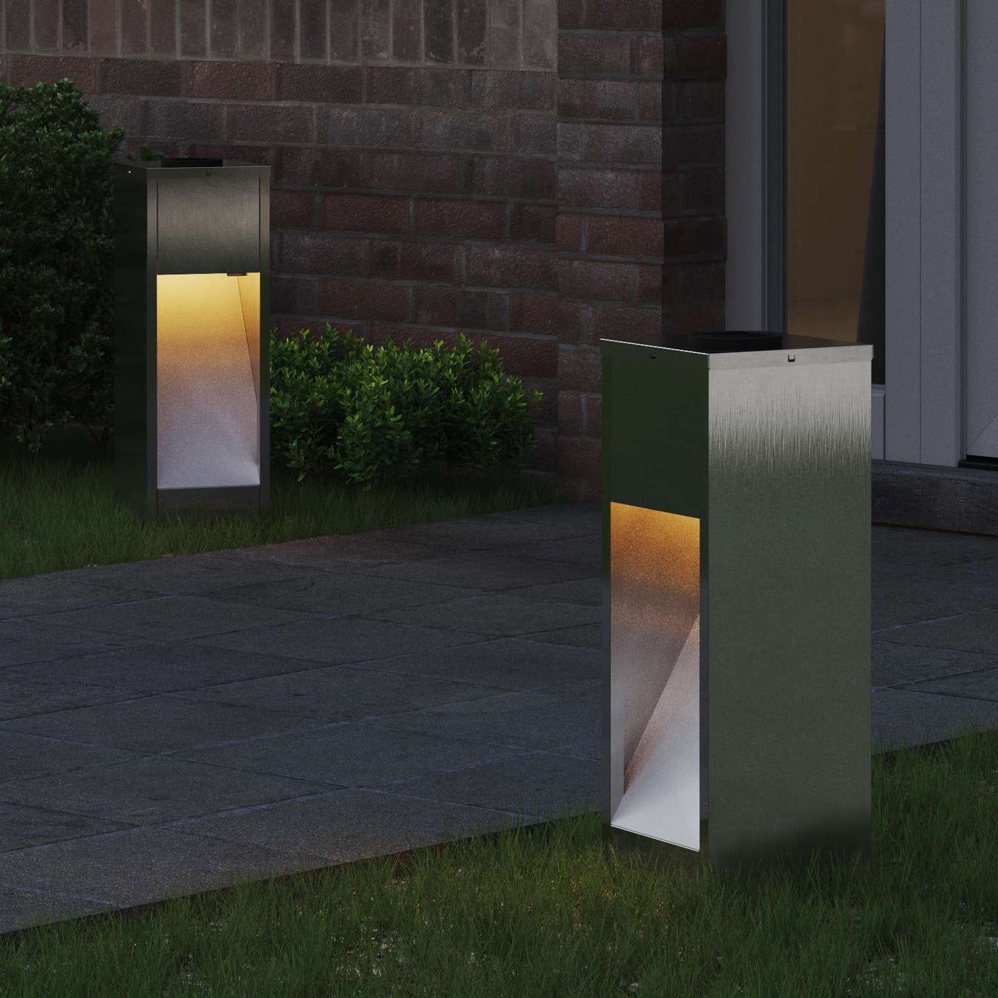VidaXL illuminazione solare a LED per percorsi 2 pezzi in acciaio inossidabile argento