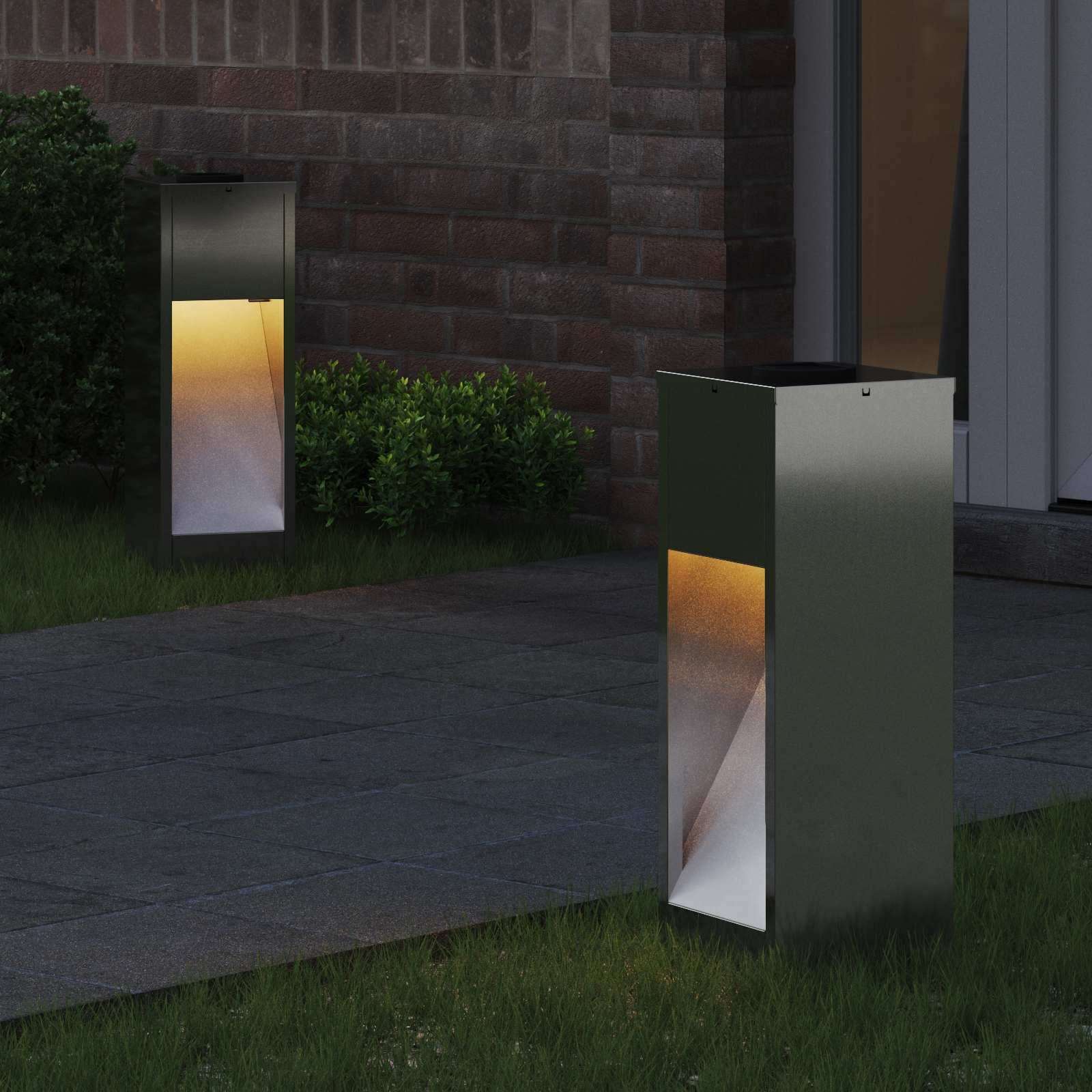 VidaXL illuminazione solare a LED per percorsi 2 pezzi argento zincato