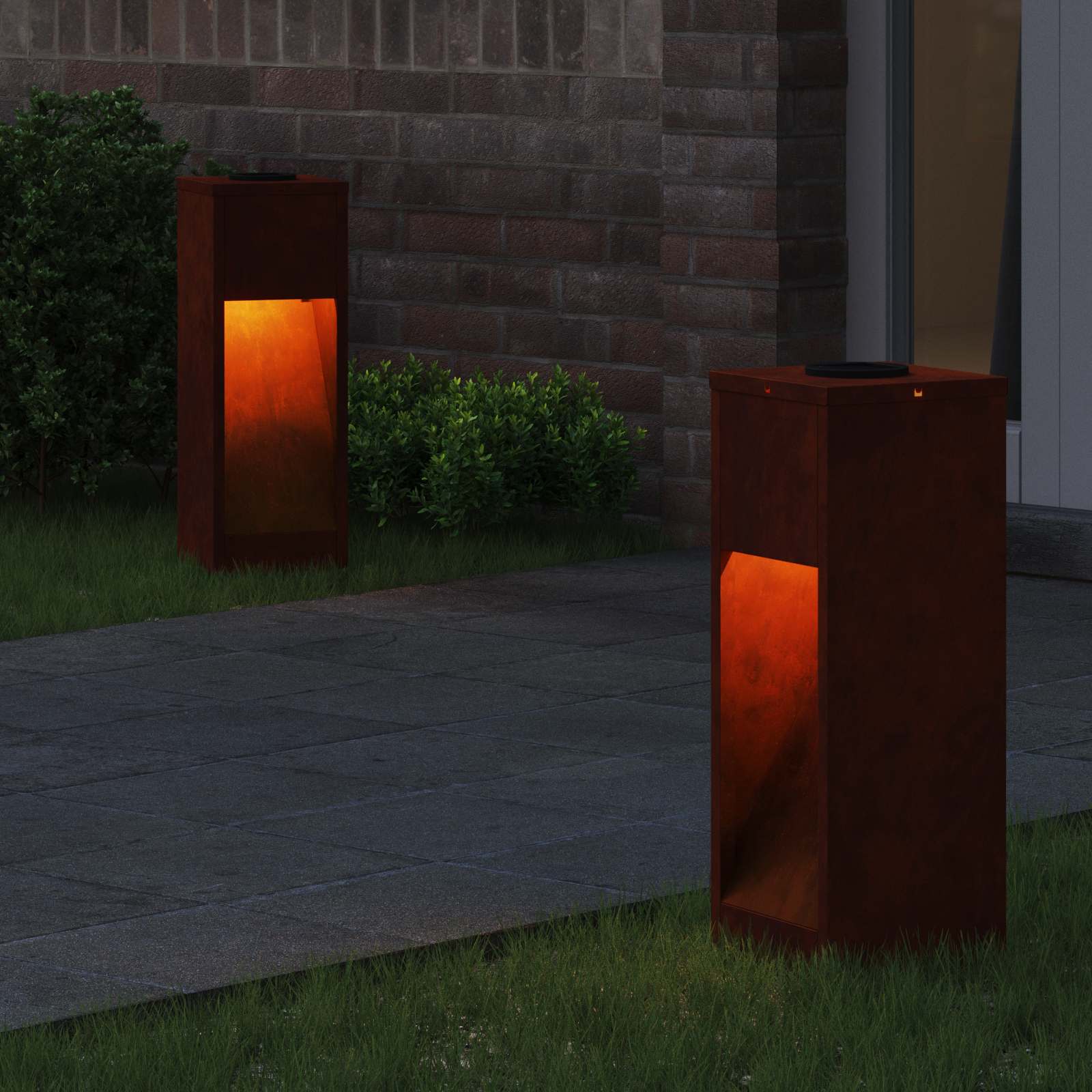 Vidaxl illuminazione solare a LED per percorsi 2 pezzi in acciaio corten bronzo