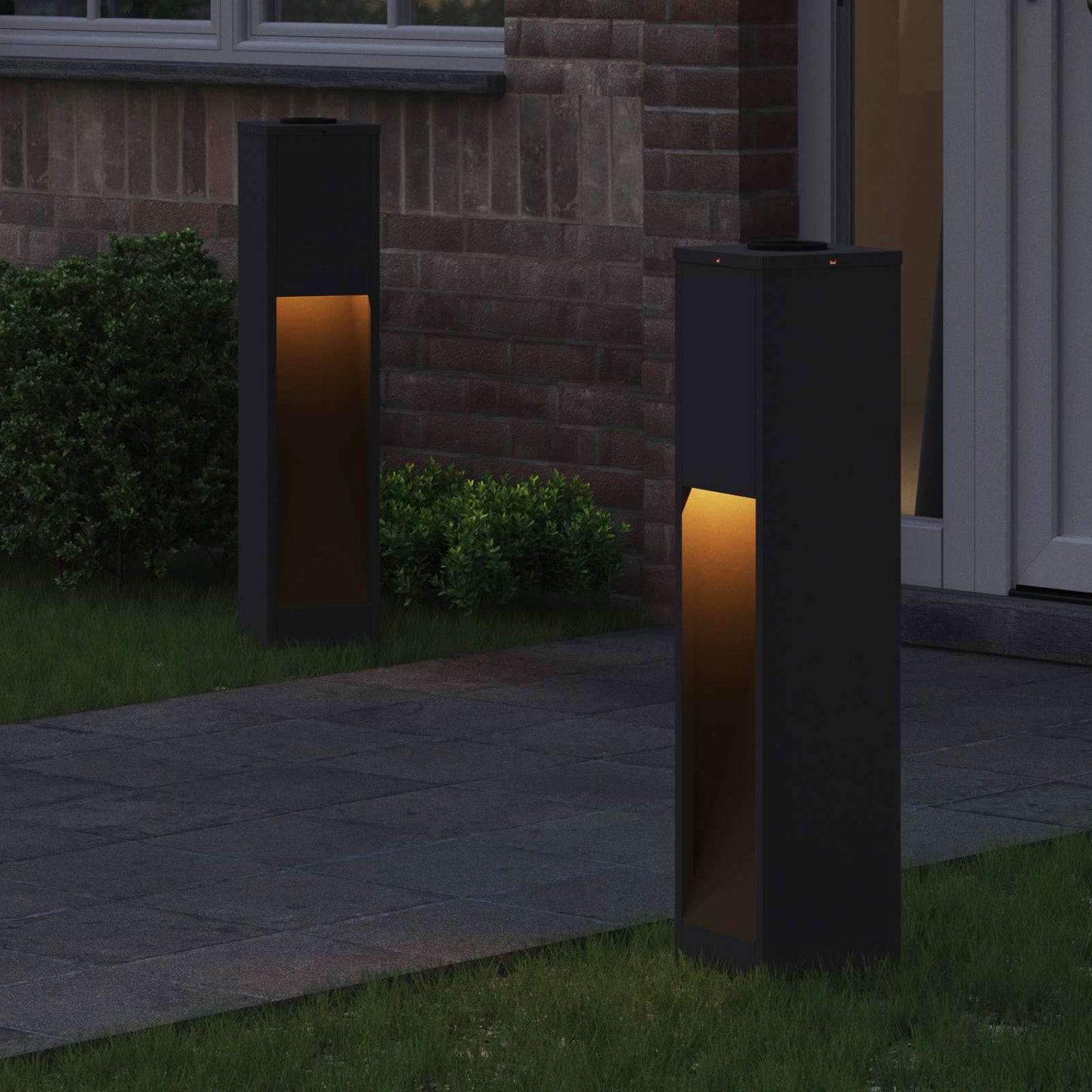 Vidaxxl iluminación solar LED para caminos 2 piezas acero laminado en frío negro