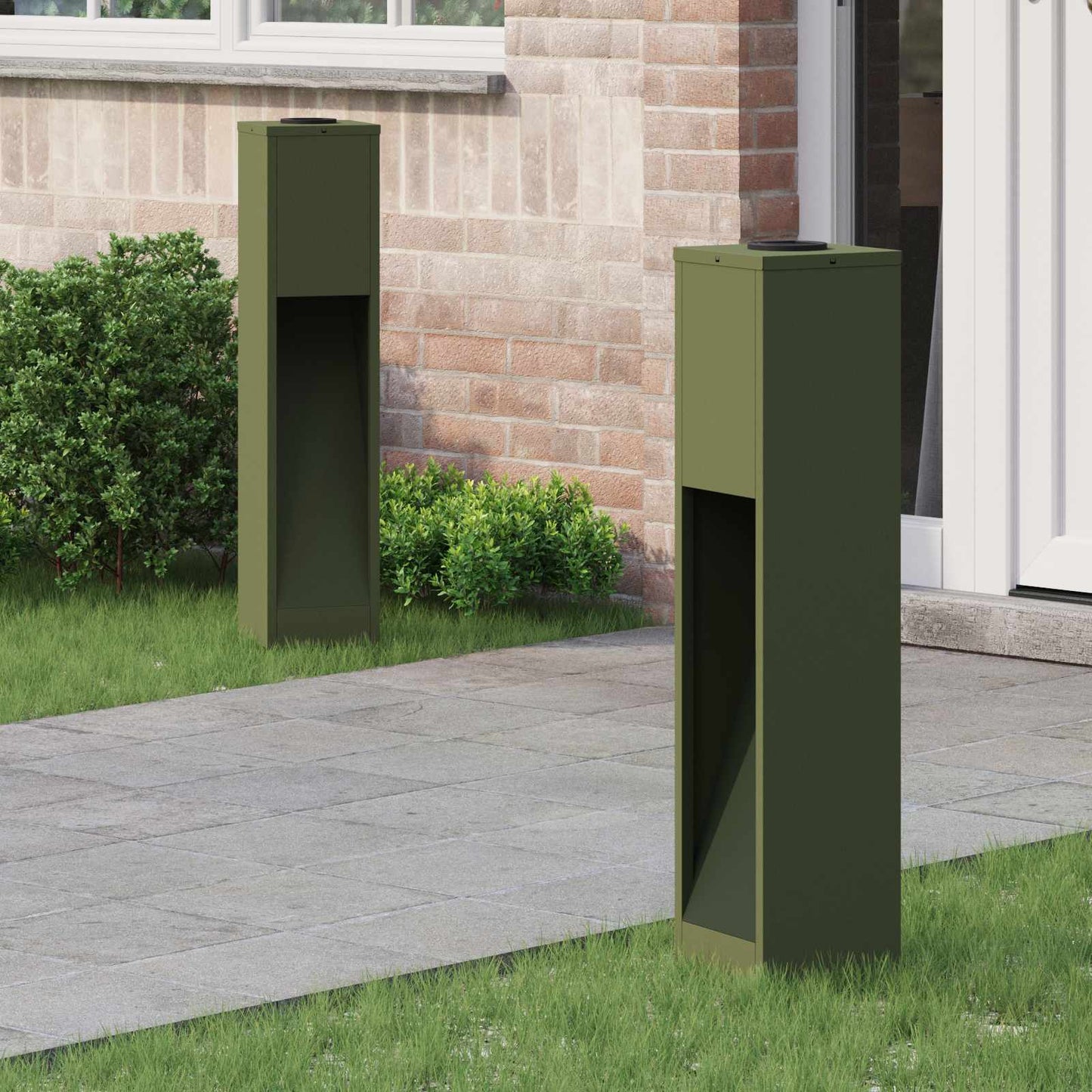 Vidaxxl illuminazione stradale a LED solare 2 pezzi in acciaio laminato a freddo verde oliva
