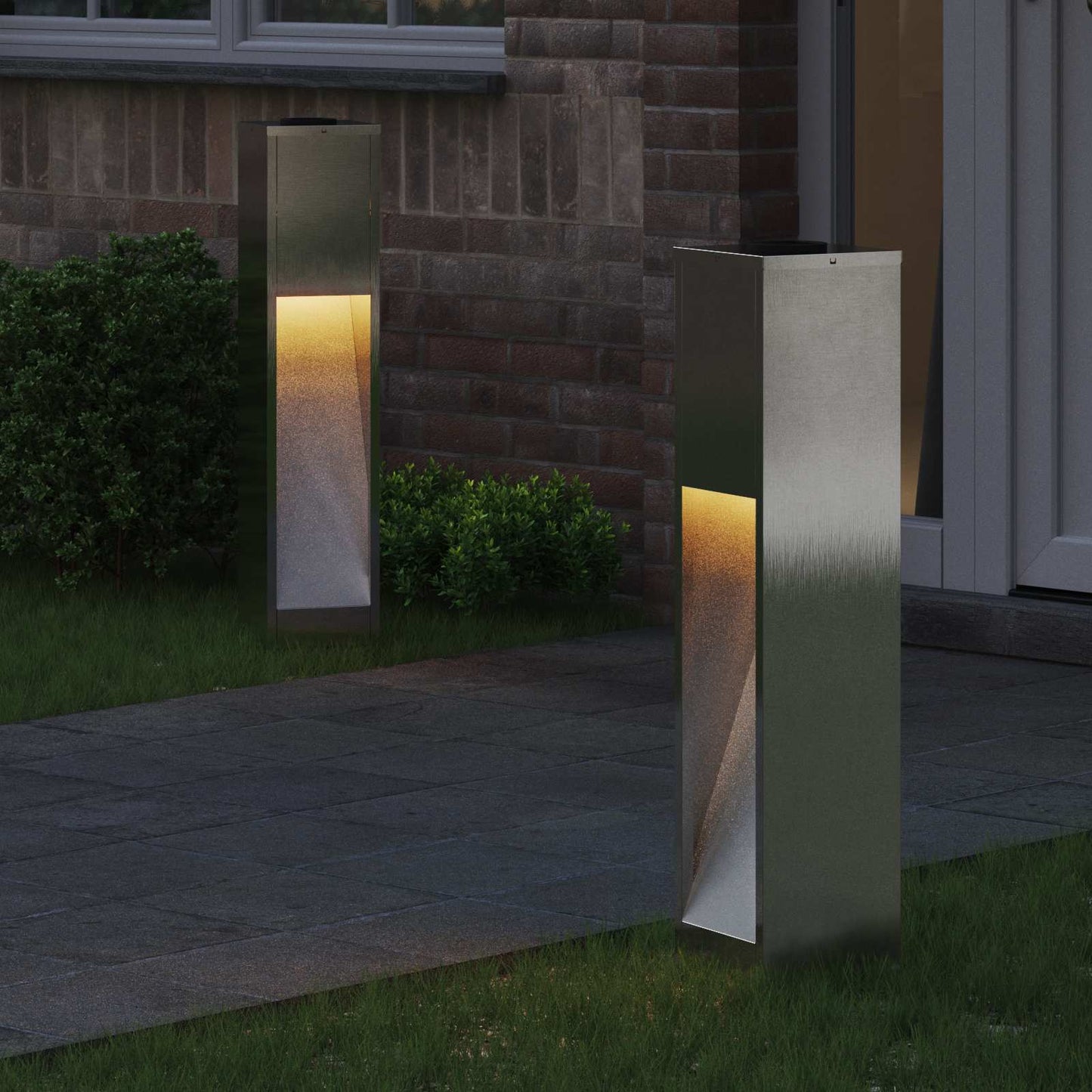 VidaXL illuminazione solare a LED per percorsi 2 pezzi in acciaio inossidabile argento