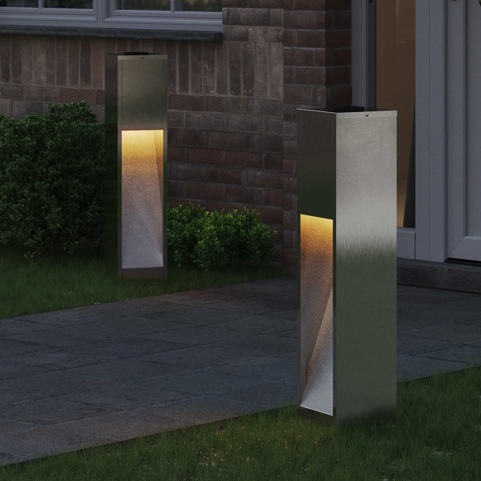 VidaXL illuminazione solare a LED per percorsi 2 pezzi in acciaio inossidabile argento