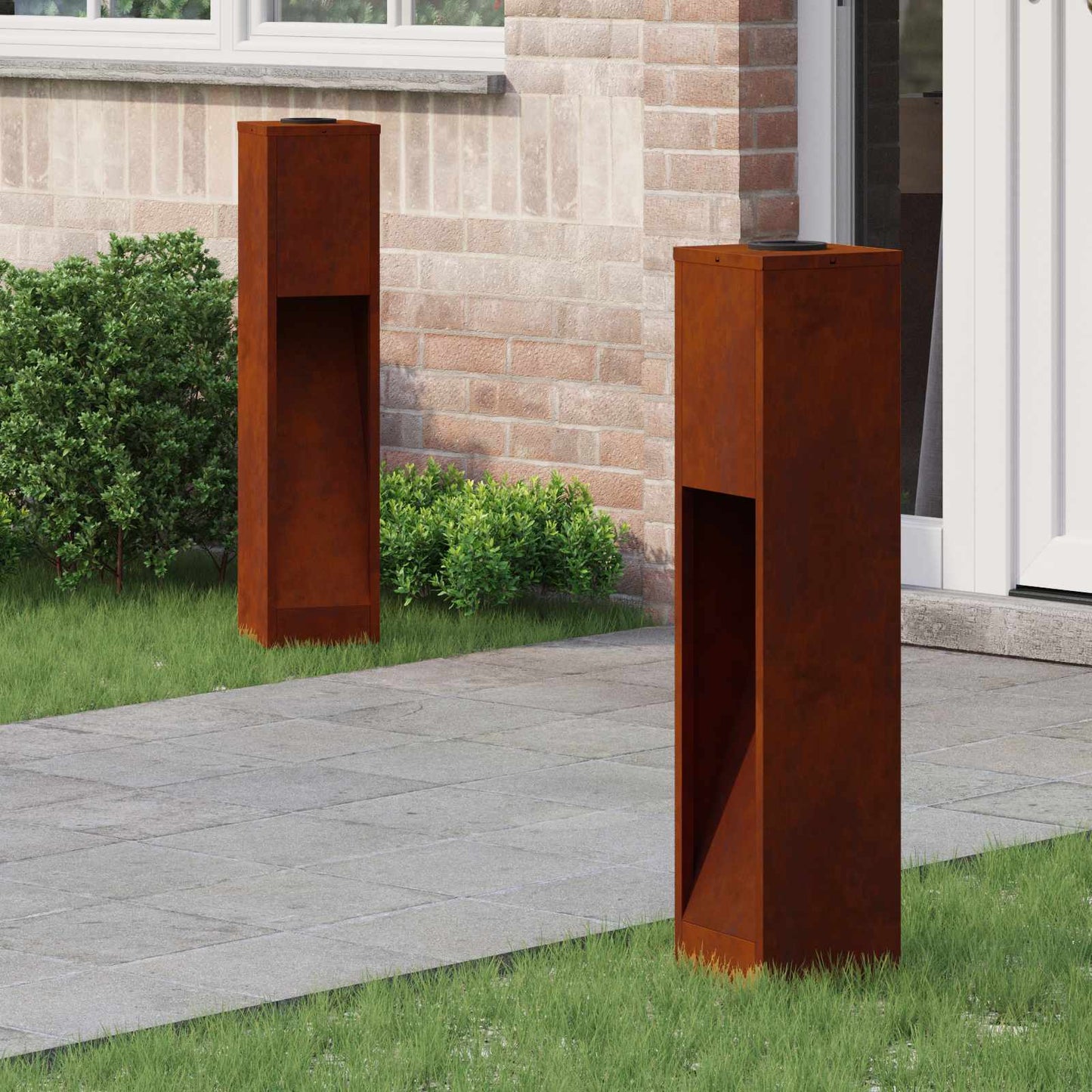 Vidaxl iluminación solar LED para caminos 2 piezas acero corten bronce