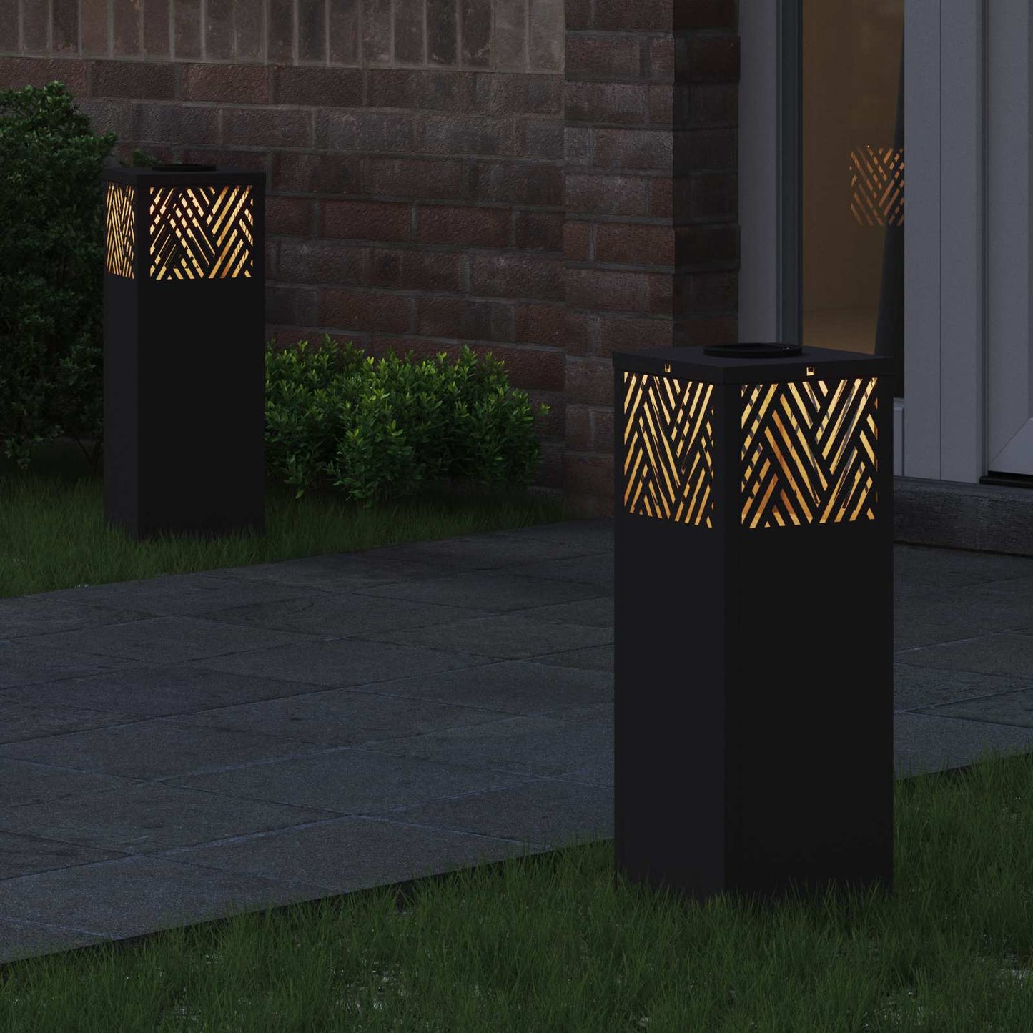 Vidaxl solar led pad licht 2 pcs zwart koudgewalst staal